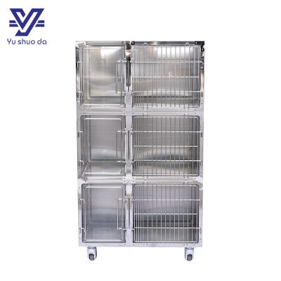  YSD-VE 14 Professional Mobile Stainless Steel Pet Hospital Veterinary Cages 