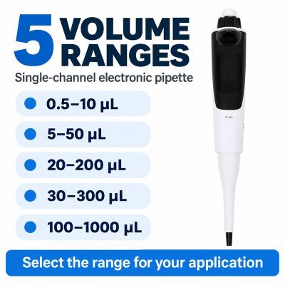 single channel electronic pipette adjustable volume range